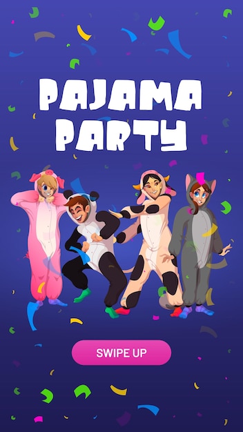 Free vector pajamas party cartoon web banner or invitation