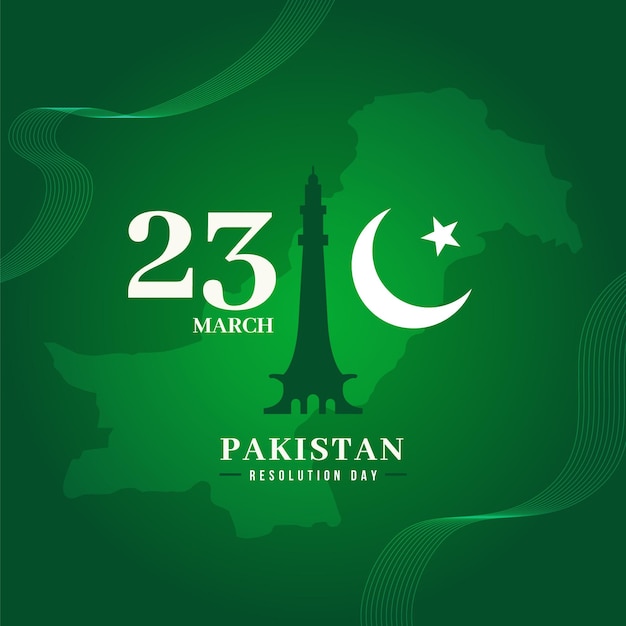 Pakistan day illustration with badshahi mosque