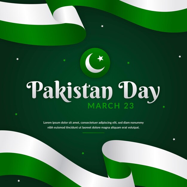 Pakistan day illustration with flags