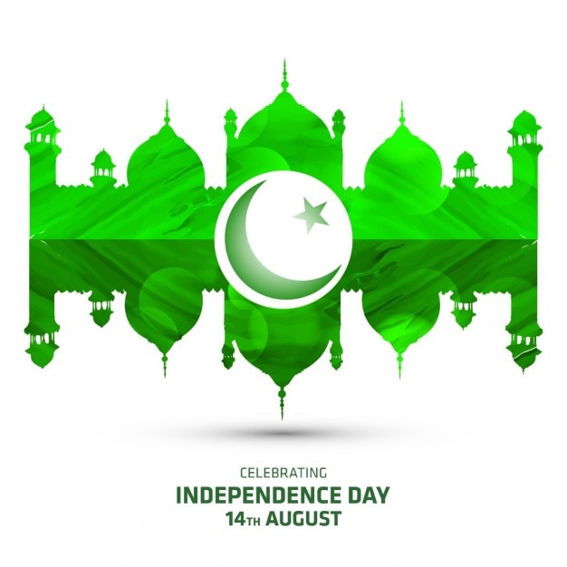 Vettore gratuito pakistan famoso monumento a green independence day