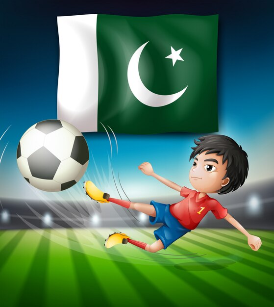 Pakistan flag and football player