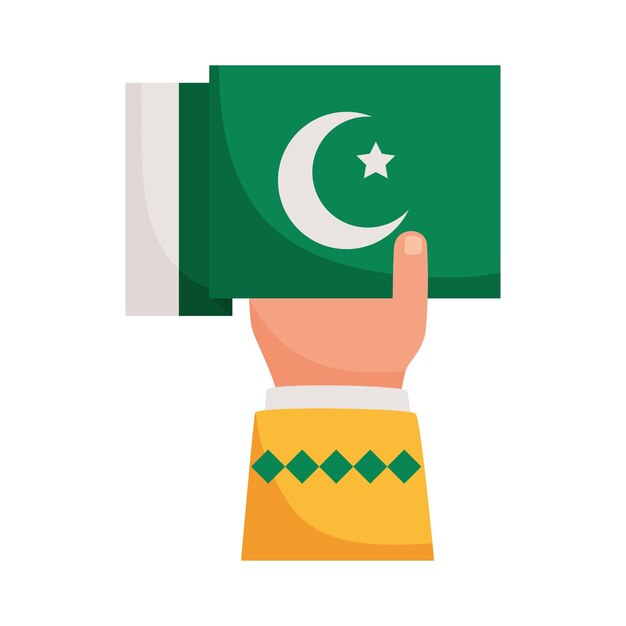 Free vector pakistan flag on hand