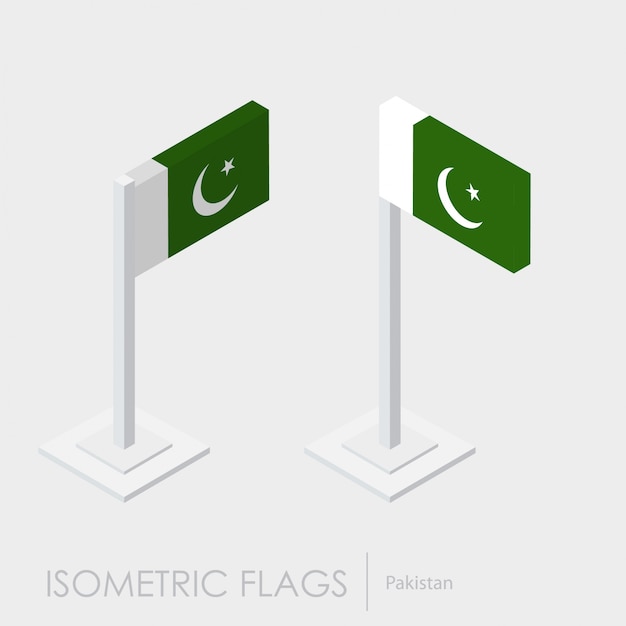 パキスタンのフラグアイソメトリックスタイル、3Dスタイル、別のビュー