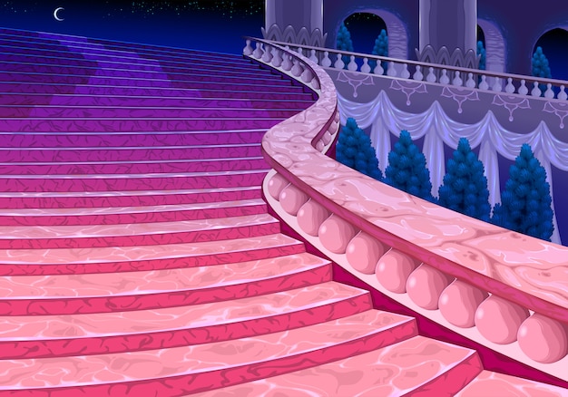 Бесплатное векторное изображение Дворцовая лестница в полночь.