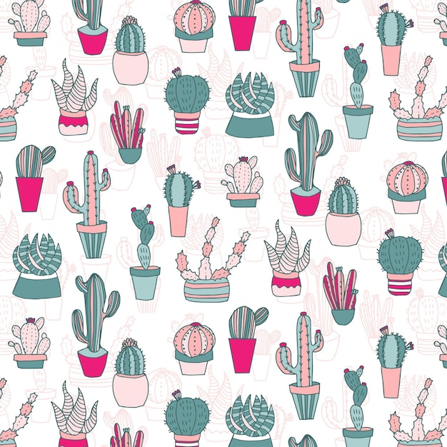 Free vector pale colored cactus pattern