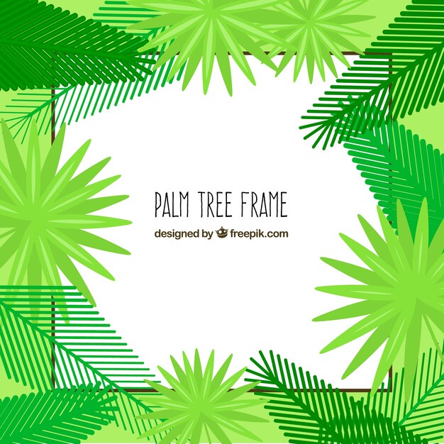 Free vector palm leaves frame in flat design