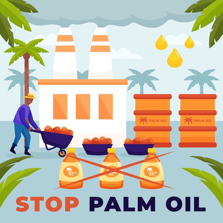 Free Vector palm oil producing industry concept illustrated