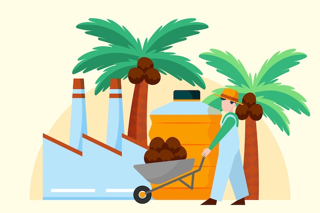 Бесплатное векторное изображение Концепция производства пальмового масла