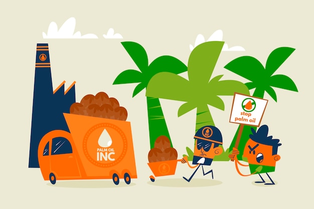 Free vector palm oil producing industry concept