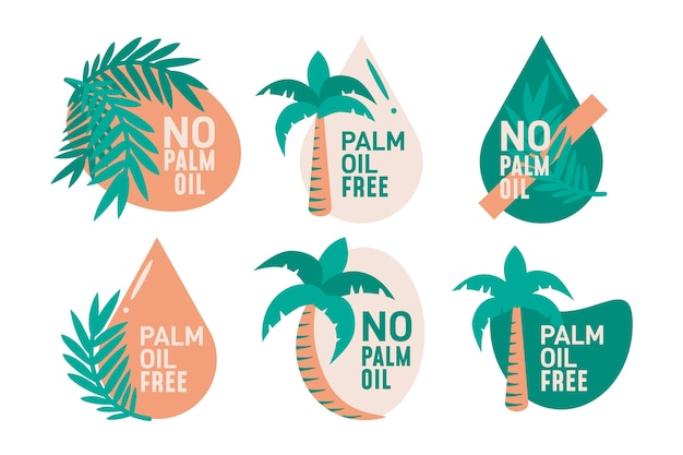 Бесплатное векторное изображение Коллекция знаков пальмового масла