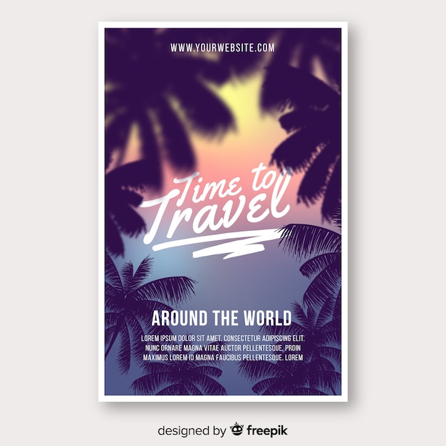 Palm silhouette travel poster template