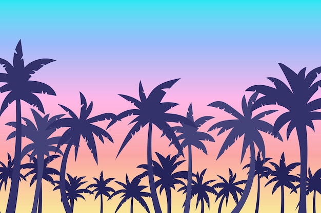 Бесплатное векторное изображение Дизайн силуэтов пальм