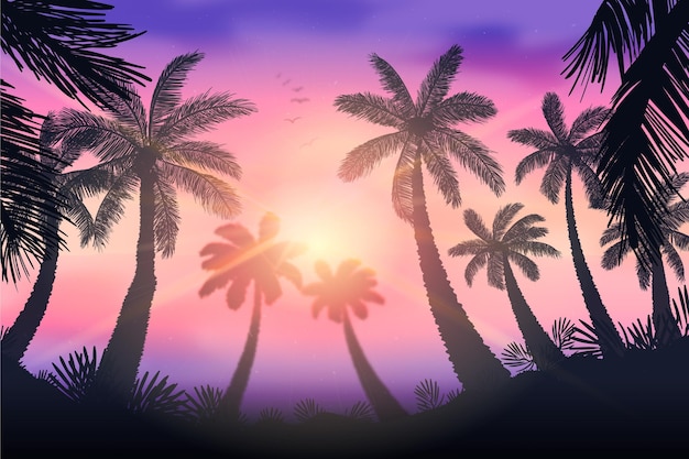 Free vector palm silhouettes background design