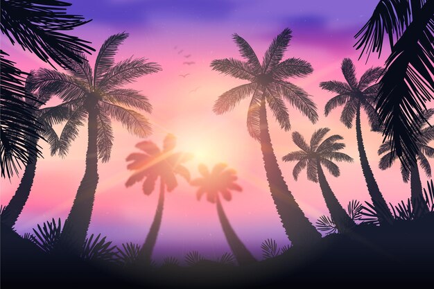 Palm silhouettes background design