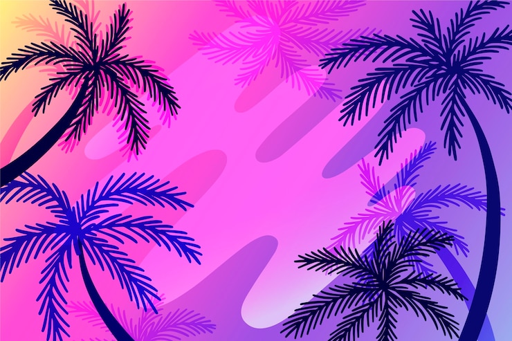 Бесплатный Вектор palm силуэты фон тема