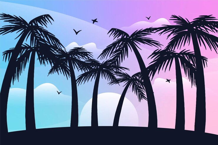 無料Vector パームシルエット背景