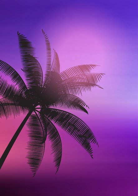 Силуэт пальмы на фоне градиента