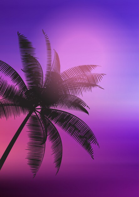 Palm tree silhouette on gradient background 