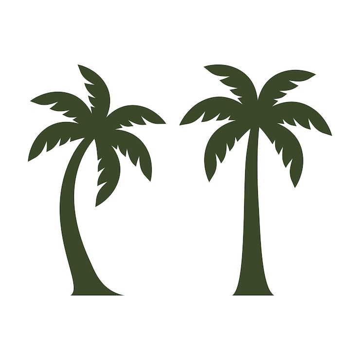 Free Vector palm tree silhouette set of two