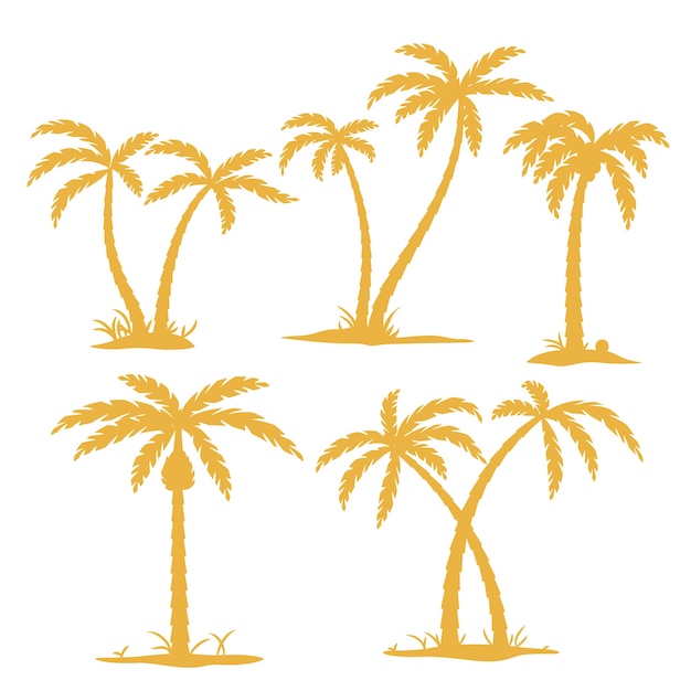 Free vector palm tree silhouette set