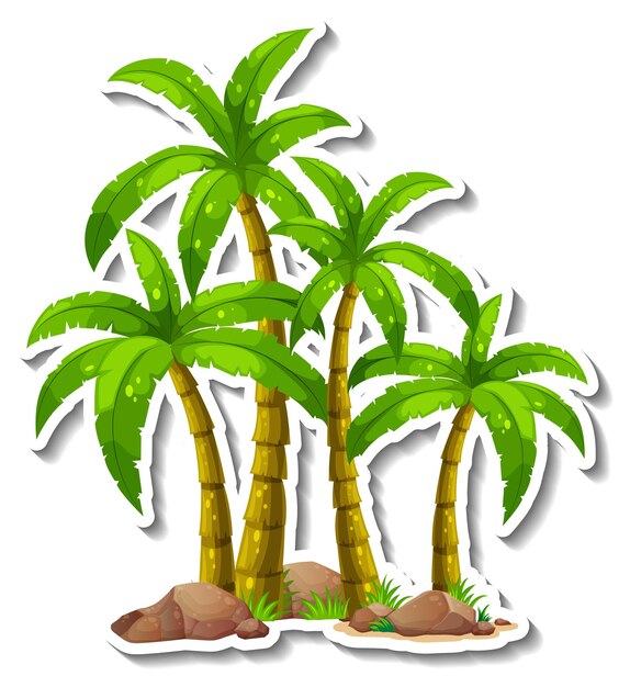 Palm tree sticker isolated on white background