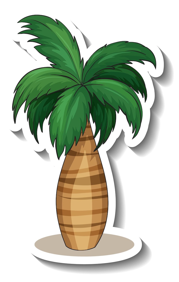 Free Vector palm tree sticker isolated on white background