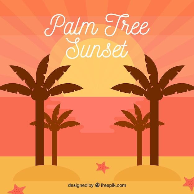 Free vector palm tree sunset background