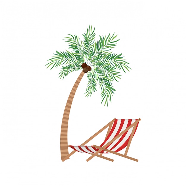 Palm tree with coconut in white 