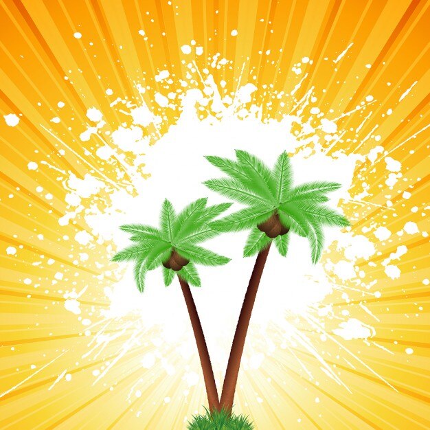 Free Vector palm trees on a grunge sunburst background