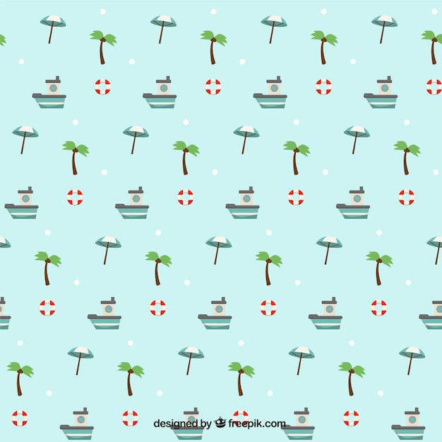 Palm trees with boats pattern