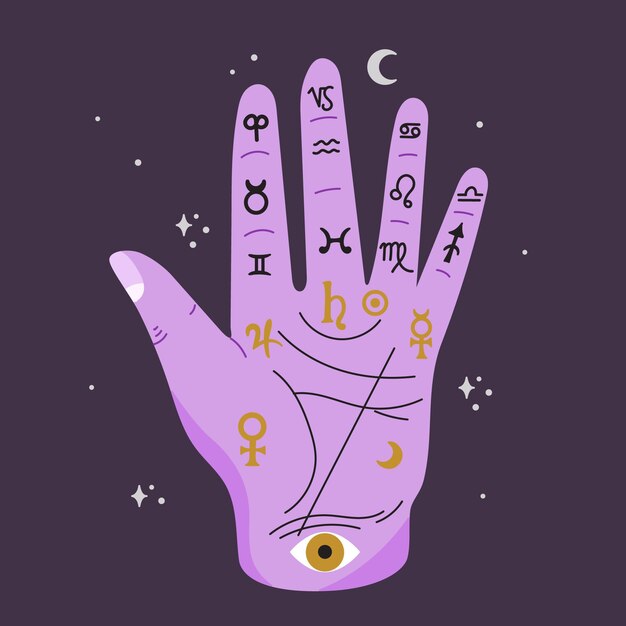 Free vector palmistry concept with different symbols