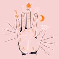 Free vector palmistry illustration with zodiac