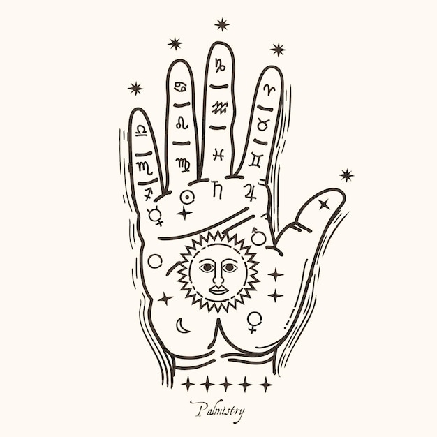 Free vector palmistry mystical concept