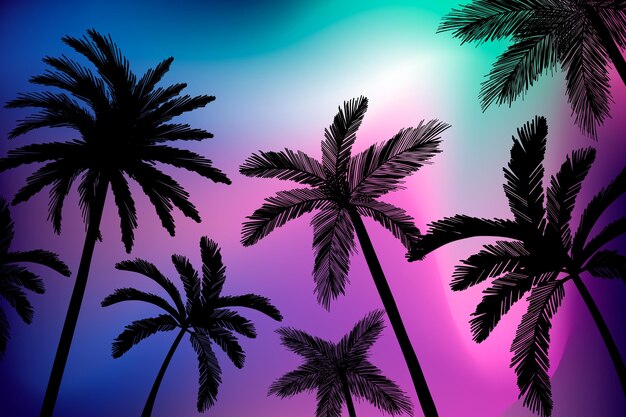 Palms silhouettes background