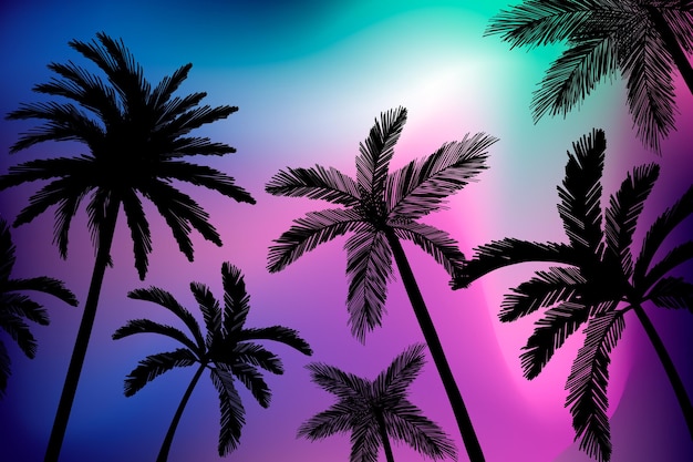 Palms silhouettes background
