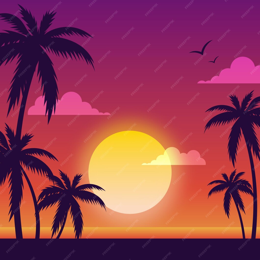 Free Vector | Palms silhouettes background