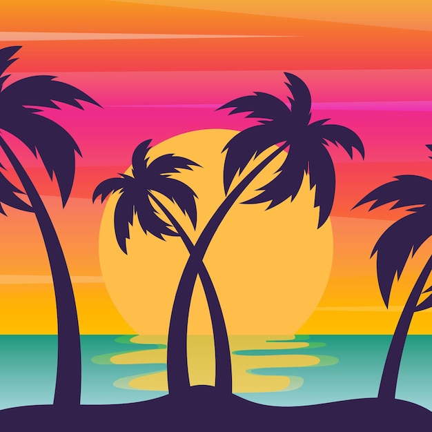 Palms silhouettes background