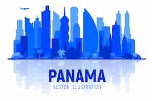 Vettore gratuito città di panama panorama di sagoma skyline di panama in sfondo bianco illustrazione vettoriale viaggi d'affari e concetto di turismo con edifici moderni immagine per il sito web banner di presentazione