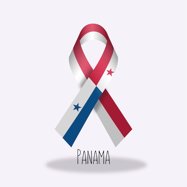 Panama flag ribbon design