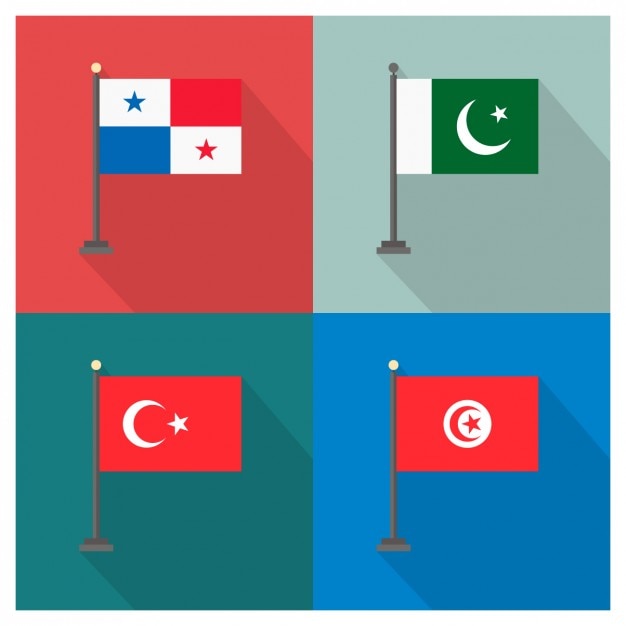 Panama pakistan turchia e tunisia flags