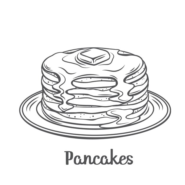 油 蜂蜜 イチゴ 白い背景 イラストのパンケーキ プレミアムベクター