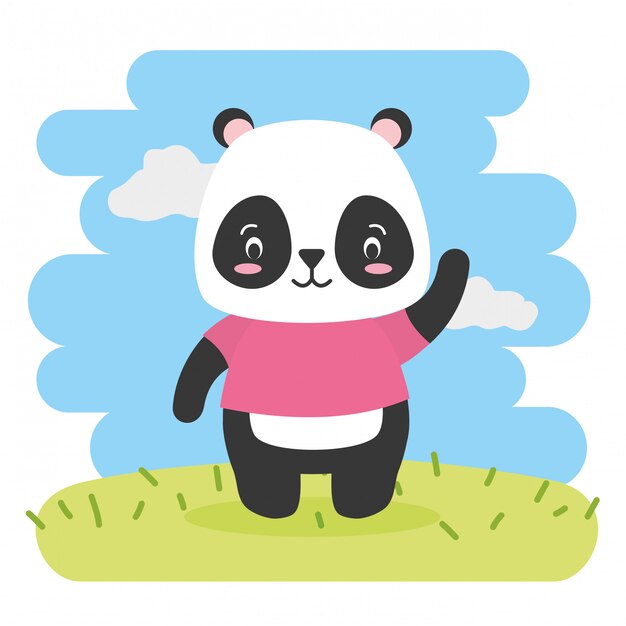 Panda Bear cute animal cartoon and flat style, illustration