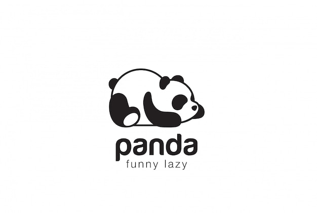 Sagoma dell'orso panda modello di progettazione logo. icona di concetto logotipo animale pigro divertente.