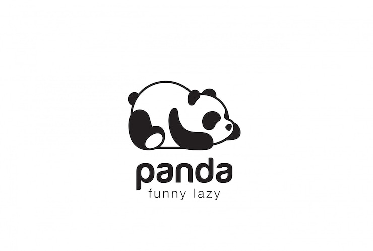 Free Vector panda bear silhouette logo design template.
funny lazy animal logotype concept icon.