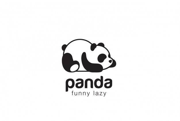 パンダのクマのシルエットのロゴデザインテンプレートです。面白い怠惰な動物ロゴタイプコンセプトアイコン。
