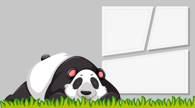 Free vector a panda on blank banner