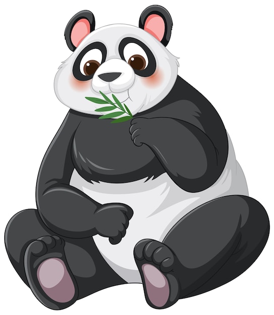 Free vector panda cartoon eating bamboo