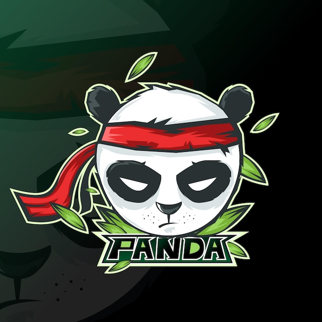 Vettore gratuito panda mascotte logo esport gaming.