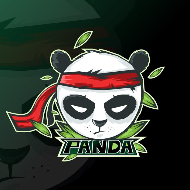 Панда талисман логотип киберспорт игры.