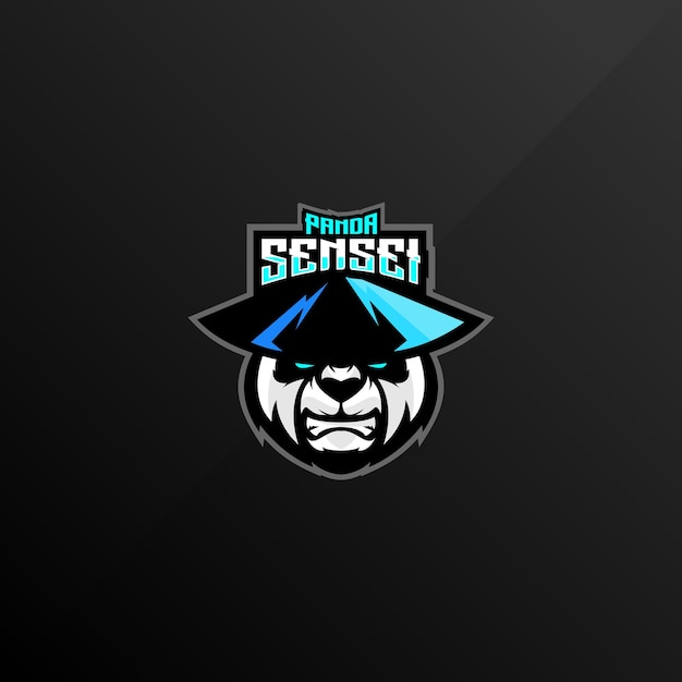 Vettore gratuito panda sensei logo esport design mascotte